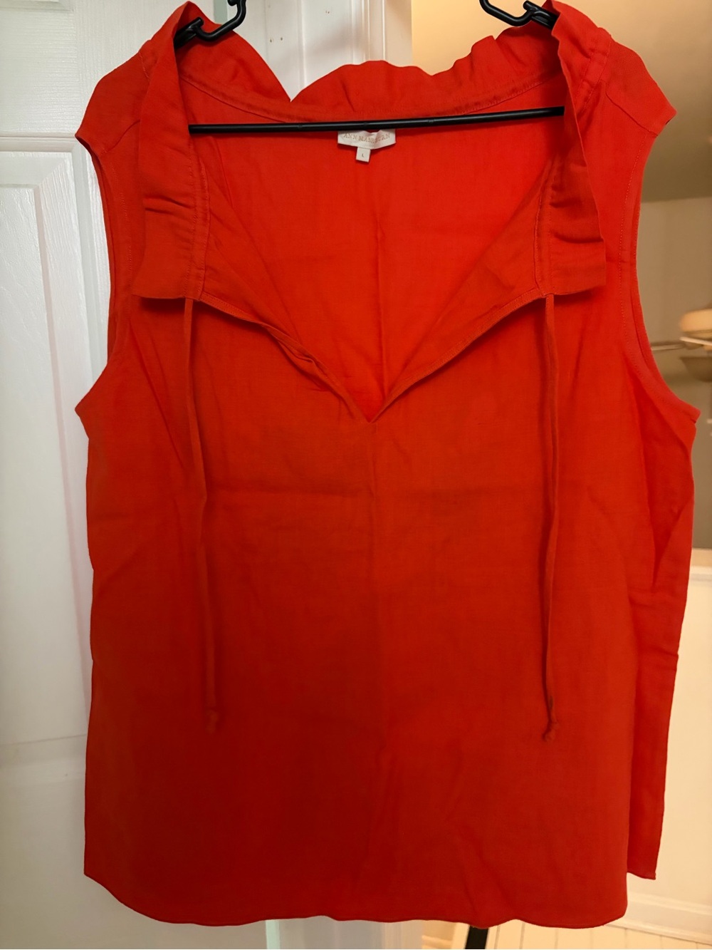 ANN MASHBURN Bold Red Sleeveless Top